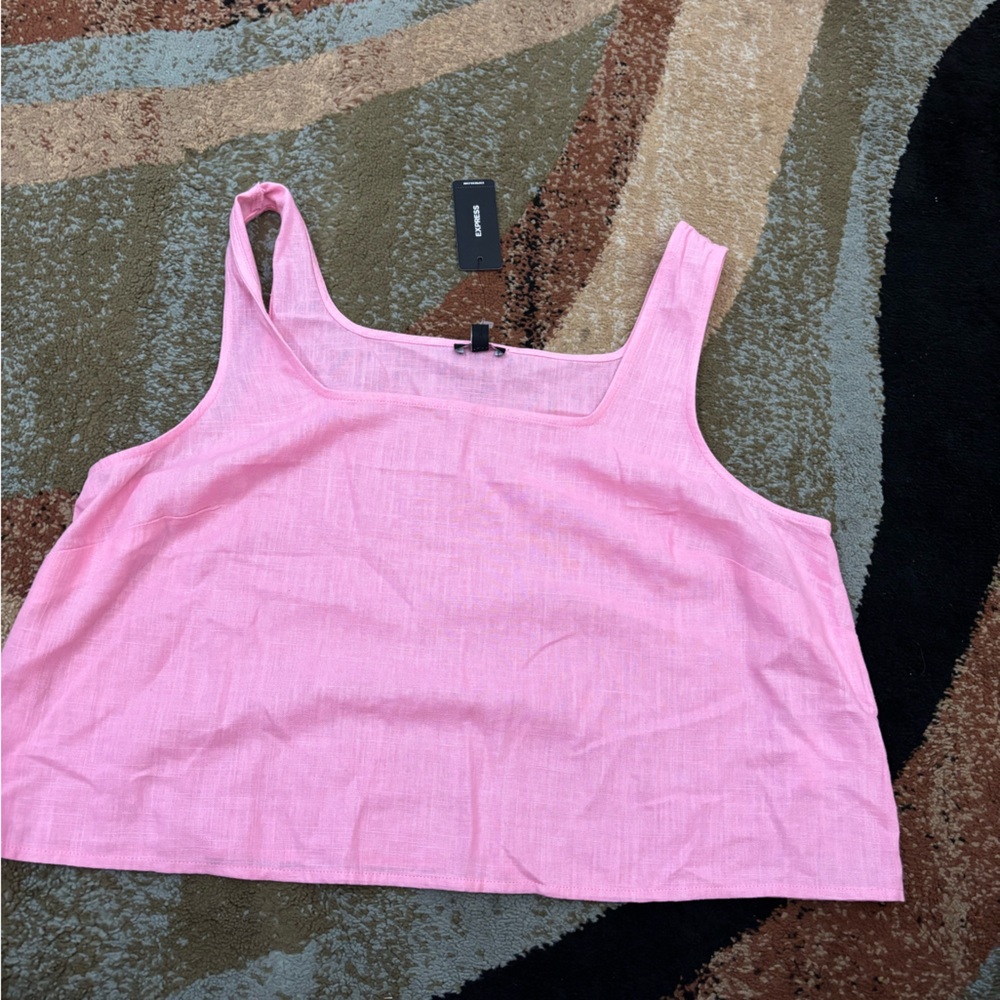 Express Pink Square-Neck Crop Tank